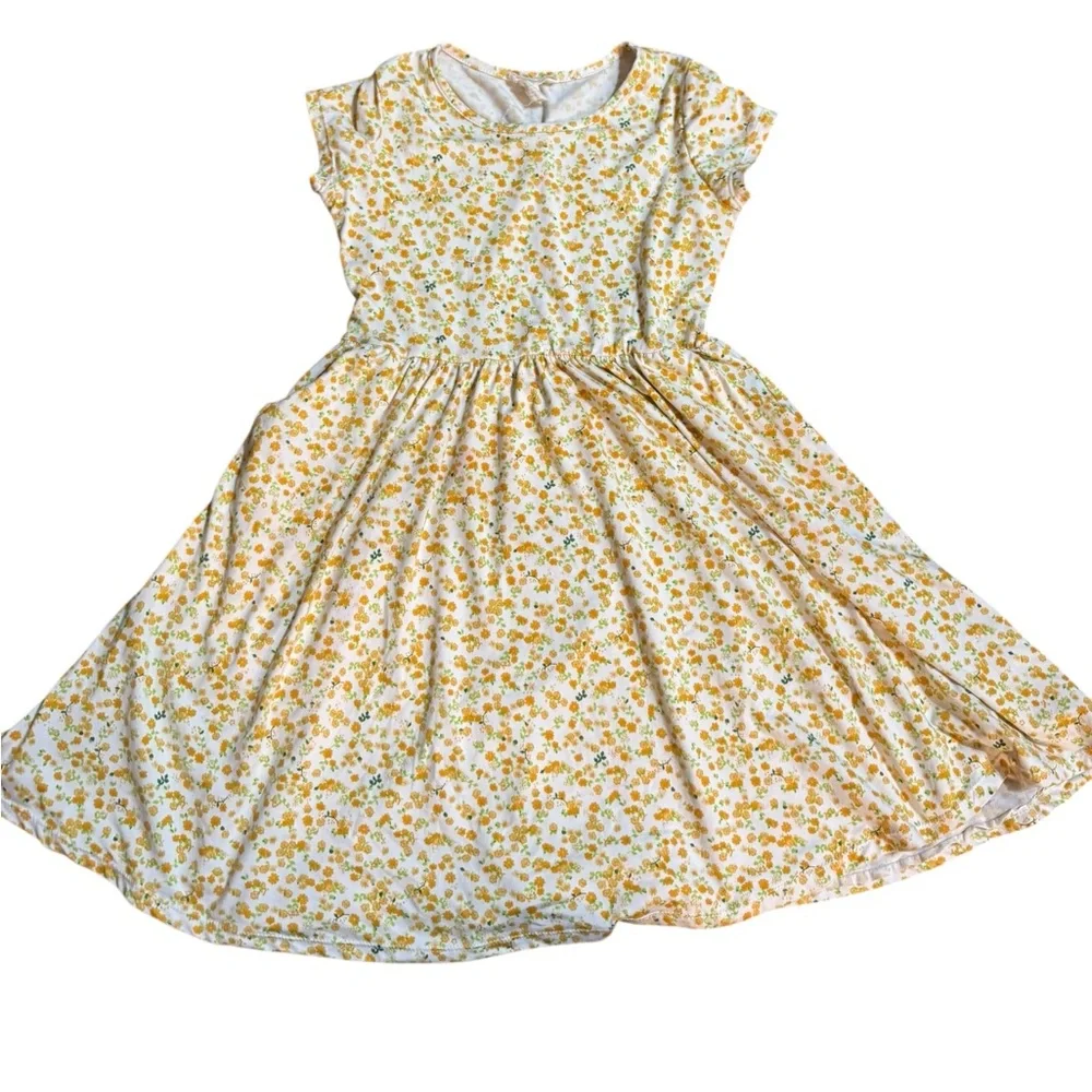 Emma & Elsa Sweet Adorable Cream & Yellow Floral Dress Girls Size 12 Cottagecore